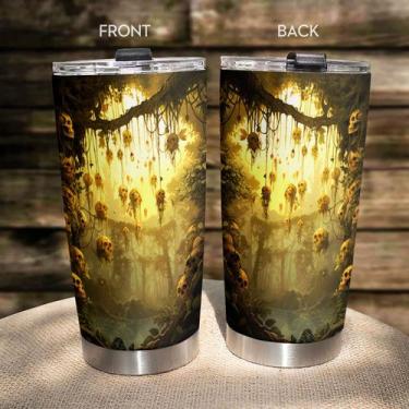 Imagem de Caneca de café Oasisdream Tumbler 600mL com estampa de caveira