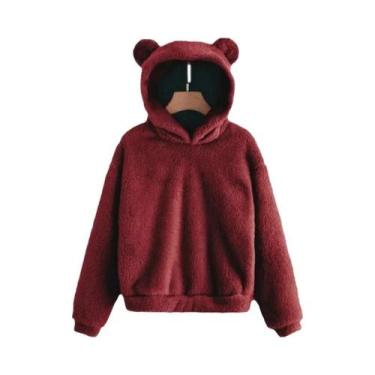 Imagem de Moletom Feminino De Inverno Com Capuz De Pelúcia, Manga Longa, Orelhas