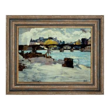 Imagem de FOLKOR Moldura de tela vintage para pinturas feitas à mão de 45,7 x 60,8 cm, montagem necessária, moldura de arte para exibição horizontal vertical, sem cobertura e suporte de vidro, decoração de