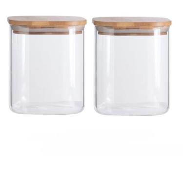 Imagem de Pote Hermético Quadrado de Plástico para Armazenamento de Alimentos Grãos Cereais Bolachas Multiuso (2 POTES (800ML))