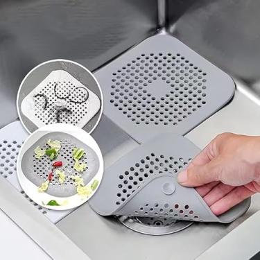 Imagem de 3 coletores de cabelo versáteis de silicone para pia de banheiro e coadores de ralo de banheira - fáceis de aperfeiçoar para uso em banheiro e cozinha