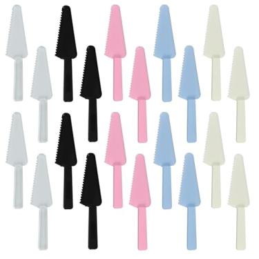 Imagem de Servidor de cortador de bolo de plástico embalado individualmente de 20 peças de 23 cm – Faca de espátula colorida para torta, pizza, pastelaria, casamento e buffet (Mixcolor, 20)