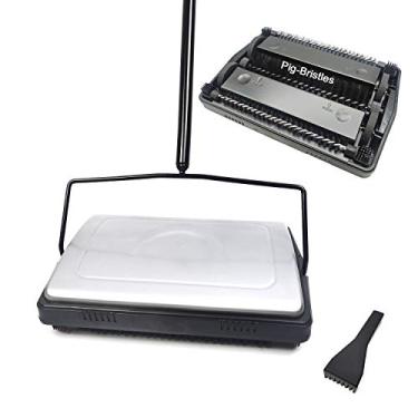 Imagem de EZ SPARES Vassoura de carpete silenciosa, vassoura de chão com cristas de porco, adequada para limpeza de carpetes, escova de rolo forte, vassoura de cerdas, ótima para casa, escritório, cozinha,