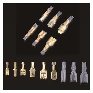 Imagem de 200 peças/lote 2,8/4,8/6,3 mm fêmea macho crimpagem terminal fio conector ouro latão/prata carro alto-falante elétrico terminais (prata 6,3 mm)