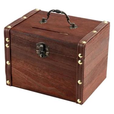 Imagem de Cofrinho cofrinho grande de madeira cofrinho cofrinho cofre caixa de poupança escultura em madeira caixas de dinheiro feitas à mão Natal crianças decoração de casa