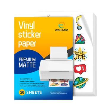 Imagem de Papel Adesivo Vinil Branco Fosco A4 8.3x11.7 Polegadas Compatível Com 