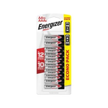 Imagem de 10 Pilhas Energizer Pequena AA MAX e 06 Palito AAA Max Alcalina Longa Duração 1 Cartela