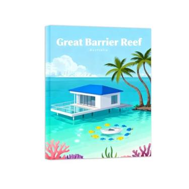 Imagem de Pôster paisagem - Grécia Mar Santorini - Impressões em Tela - Imagem Moderna Natureza para Sala de Estar Decoração 30x40cm Tela Embrulhada