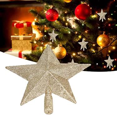 Imagem de Topo de Árvore Estrela Decorado Brilhante Leve para Casa e Loja Design Tridimensional Estável Reutilizável Ideal Decoração Festiva