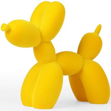 Imagem de Aris & Juno Escultura de cachorro de balão, decoração de resina de arte moderna - Ornamento de mesa colorido de 21 cm para escritório em casa (flocagem e resina, damasco)