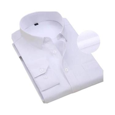 Imagem de Camisas Sociais Masculinas Slim Fit Tamanho 7XL plus Size Manga Longa 