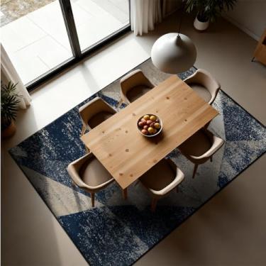 Imagem de 1 Tapete Sala de Jantar Mesa Grande 200X250 Js Do Cr Vr (M20 Azul - Geométrico Moderno)