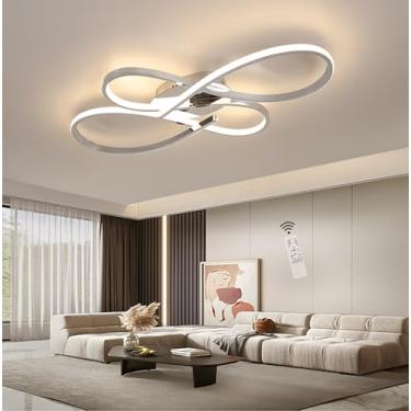 Imagem de Luminária de teto LED dimerizável para sala de estar e quarto, com controle remoto, design moderno e criativo em alumínio, ideal para iluminação interna de quartos e salas de jantar (cromado
