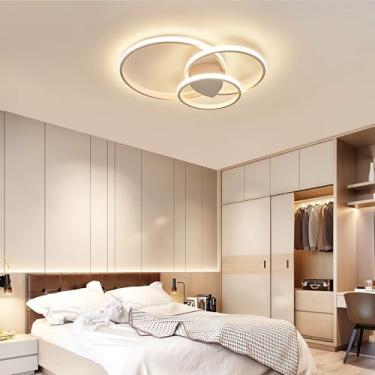 Imagem de Luminária de teto LED moderna, redonda, Φ55cm, com intensidade regulável, controle remoto, ultrafina, em acrílico, para instalação embutida, com economia de energia, ideal para sala de janta