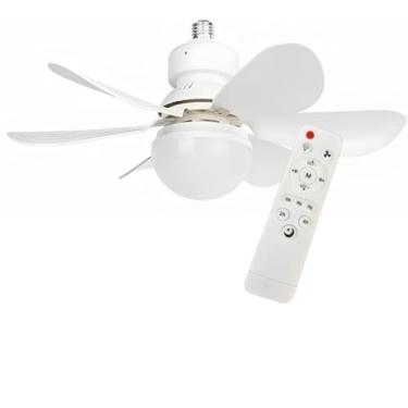 Imagem de Ventilador de Teto Silencioso com Controle Remoto LED com 6 Pás, 8 Velocidades, 3 Temperaturas de Cor, Temporizador, 110V 220V Branco 40cm