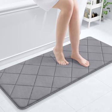 Imagem de OLANLY Tapete de banho de espuma viscoelástica 128 x 50, tapetes de banheiro ultra macios e absorventes, lavável na máquina, tapete de banho confortável para piso de banheiro, banheira e chuveiro