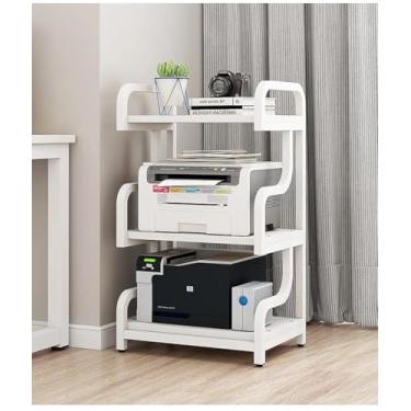 Imagem de Natwind Suporte De Impressora 3 Camadas Com Rodas Carrinho De Armazenamento Móvel Estante De Chão Multiuso Para Media Player Scanner Arquivos Livros (Branco) 3-Tiers
