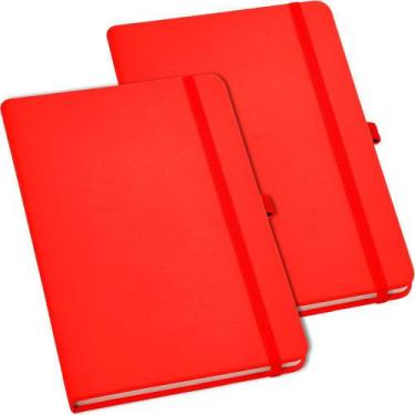 Imagem de Kit 2x Caderneta de Anotações 9x14cm 80 Fls Pautadas Vermelho - TopGet