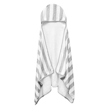Imagem de Toalha de Banho Kids com Capuz Laço Bebê Listras (Cinza)
