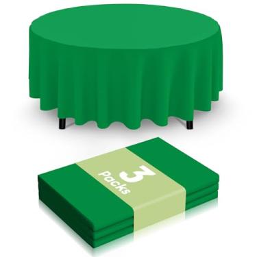 Imagem de Smiry Toalha de mesa descartável, pacote com 3, toalha de mesa redonda impermeável de 213 cm, capas de mesa redondas decorativas para festa, aniversário, piquenique, verde