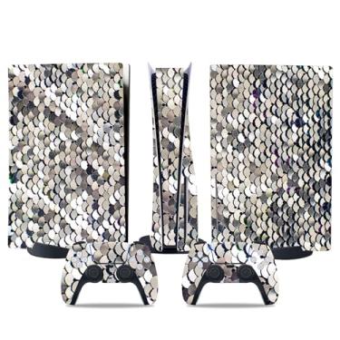 Imagem de Película de decalque para disco Ps5, capa adesiva de vinil de corpo inteiro para console e controle PlayStation 5 (siliver, edição de disco PS5)