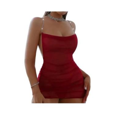Imagem de Camisola Sexy De Malha Transparente Para Mulheres, Pijamas Com Aplique