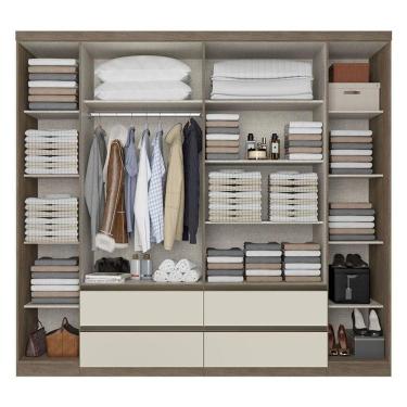 Imagem de Guarda Roupa Casal Nobre 6 Portas Rustic Off White E Cabeceira Com Mesas De Cabeceira Formosa Glass Rustic- Thb