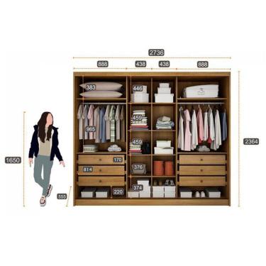 Imagem de Guarda Roupa Casal Logan 3 Portas 6 Gavetas Cumaru 25 Fendi Com Nicho - Novo Horizonte
