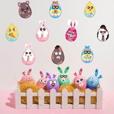 Imagem de 24 folhas de adesivos de Páscoa DIY para crianças, faça sua própria cesta de Páscoa, faça uma decoração de rosto de coelho, artesanato com tema de ovos, suprimentos de lembrancinha de festa infantil