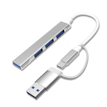 Imagem de Hub USB de 4 portas, adaptador divisor USB-A para mouse, teclado, pen drive, disco rígido externo, impressora e muito mais, expansor USB compacto de várias portas para laptop, desktop e console de