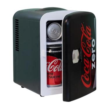 Imagem de Coca-Cola Zero Mini Fridge - Cooler e aquecedor termoelétrico portátil, capacidade de 4 litros/6, 12V DC/110V CA, para cuidados com a pele, dormitório, comida, medicamentos, casa e viagem