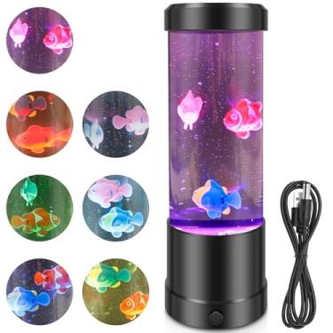 Imagem de Lâmpada realista de água-viva, lâmpada de peixe, luz de medusa de fantasia de LED com configuração de 7 cores, efeito de aquário, luz noturna, decoração sensorial para casa, escritório, quarto