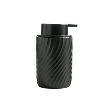 Imagem de Dispensadores de sabonete, garrafa de espuma de cerâmica listrada para banheiro, gel de banho, champô, dispensador de sabão para cozinha, banheiro (preto)