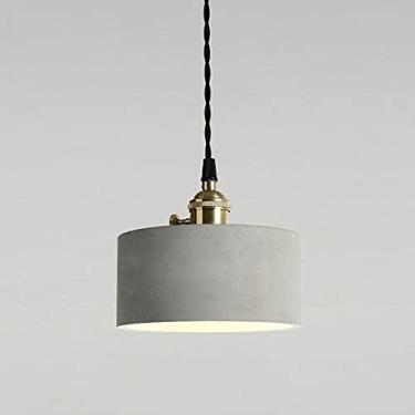 Imagem de Luminária Pendente Industrial de Concreto | Lustre de Cimento para Decoração de Casa com Soquete E27 | Luminária de Suspensão para Sala de Jantar, Bar, Hall de Entrada e Loft (Cinza) (Diâmet