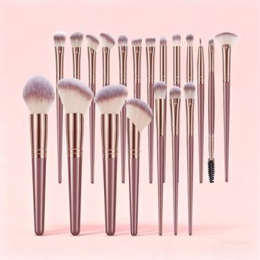 Imagem de 20 peças de pincéis de maquiagem macios ao toque, pincéis de maquiagem em pó, pincel de blush, pincel de sombra para maquiagem diária no rosto