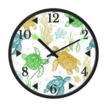 Imagem de STAYTOP Tartarugas marinhas coloridas relógio de parede LED para quarto com brilho noturno, relógios de parede silenciosos de 30,5 cm para decoração de sala de estar, controle de som, relógio de