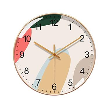 Imagem de KHUTRW3D Relógio de parede de cozinha moderno para sala de estar sem perfuração decoração simples relógio de sala de estar quarto relógio de parede silencioso decoração (30,5 cm)