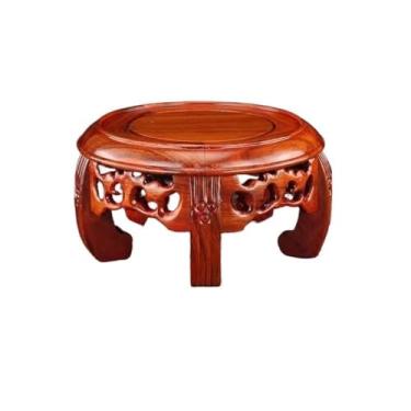 Imagem de Decoração de casa base de bonsai de madeira de galho azedo redondo, vaso menor, suporte de exibição vazado para uso interno (grande)