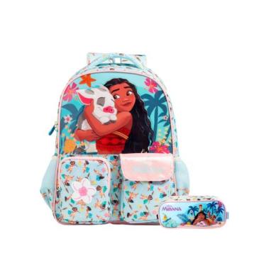 Imagem de Kit Escolar Mochila de Costas + Estojo Princesa Moana Disney - Xeryus
