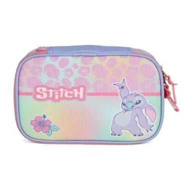 Imagem de Estojo Box Escolar Juvenil Disney Stitch Rosa Luxcel Menina