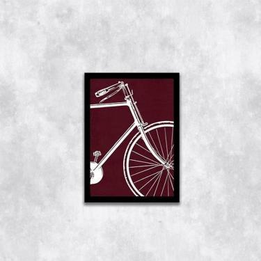 Imagem de Quadro Desenho Bicicleta Fundo Vinho 45X34Cm Com Vidro Preta