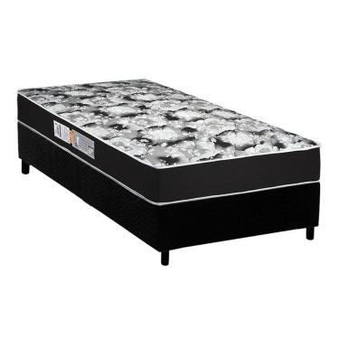 Imagem de Cama Box Solteiro: Colchão Espuma Luckspuma D45 Gran Luck Pro + Base Crc Suede Black(88X188)