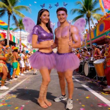 Imagem de Fantasia Fada Adulto Feminina ou Masculina Kit Asa Borboleta Tiara Var