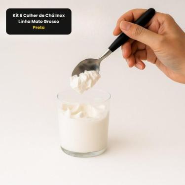 Imagem de Kit 6 Colher de Chá Inox Linha Mato Grosso - Preta - PRATICASA
