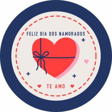 Imagem de Painel de Lona Redondo Namorados Coração Vermelho e Azul - Fabrika de 