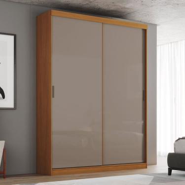 Imagem de Guarda-roupa Solteiro 2 Portas Deslizantes Flex 2 Gavetas Internas Lucca Cinamomo/Off White/Avelã