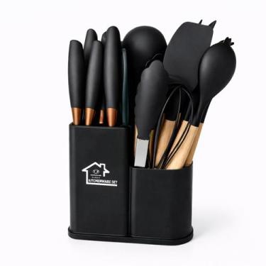 Imagem de Kit Utensílios de Cozinha em Silicone com Suporte Organizador - Star P