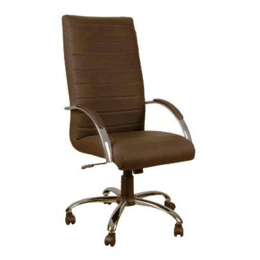 Imagem de Cadeira Roma Presidente Marrom Cromada Comprealegre