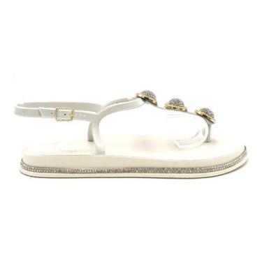 Imagem de Rasteira Feminina Miss Love Brilhante, Bronze, 36