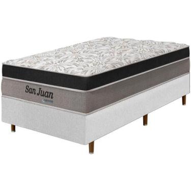 Imagem de Cama Box Branca + Colchão Solteiro San Juan Molas Ensacadas Pillow Pap